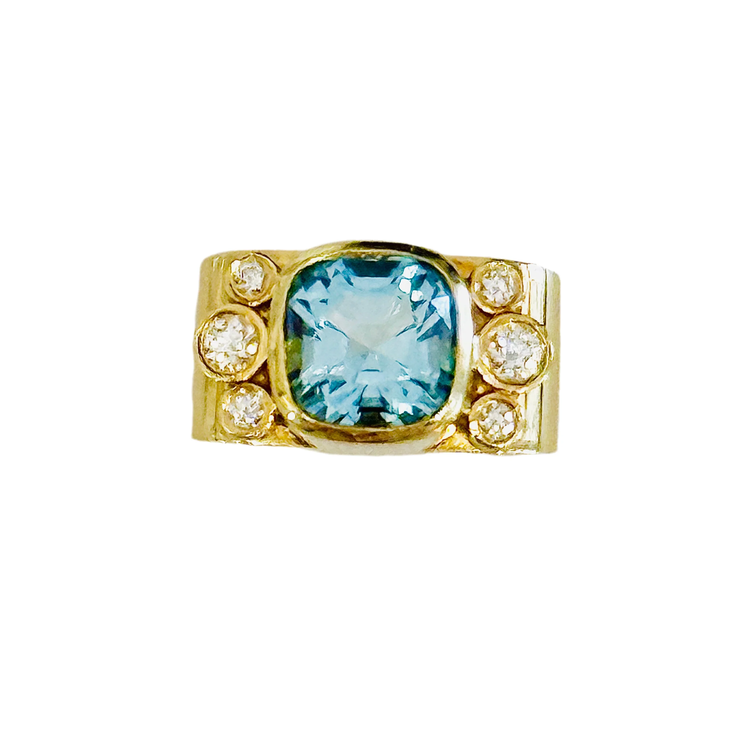Aquamarine and Diamonds Square Ring - Image 2