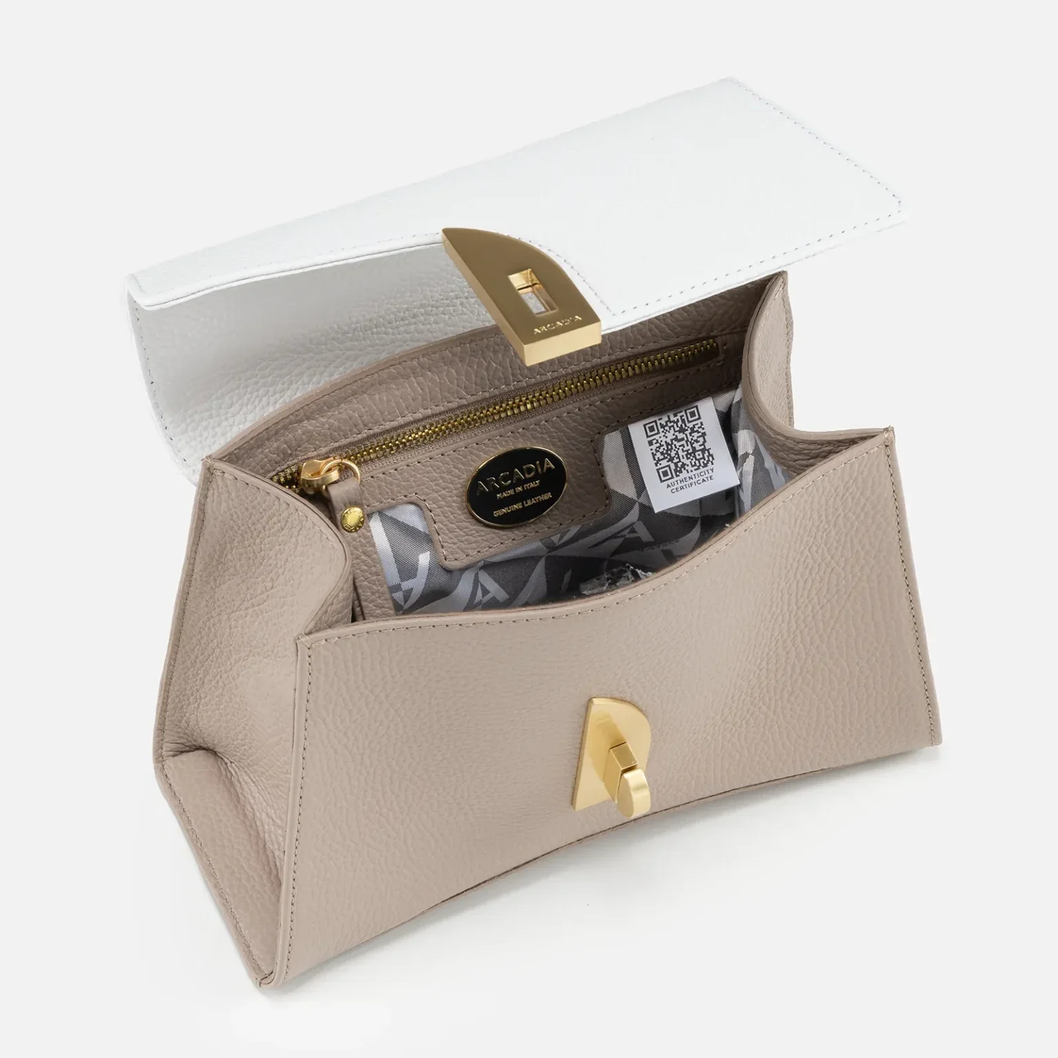 Arco Small Satchel - Taupe/White - Image 4