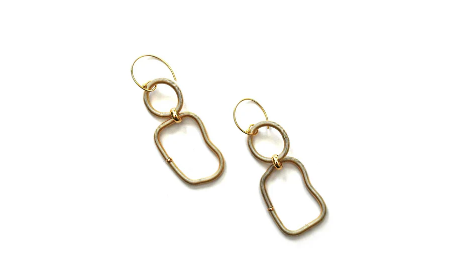 Baroque Shaped Gold Wire Earrings