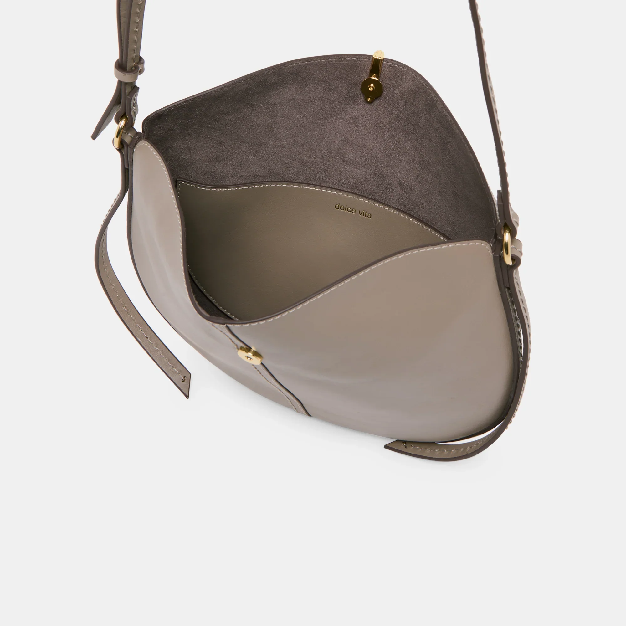 Billy Crossbody Grey/Taupe Leather Bag - Image 4