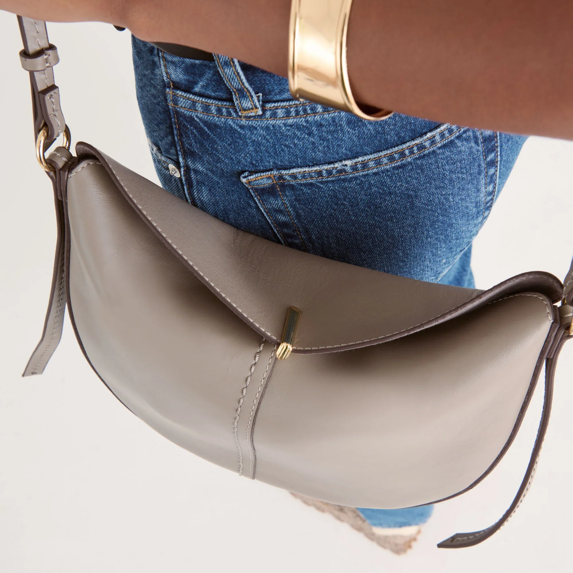 Billy Crossbody Grey/Taupe Leather Bag - Image 5