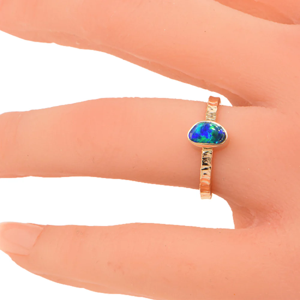 Black Opal Doublet Cabochon Ring - Image 5