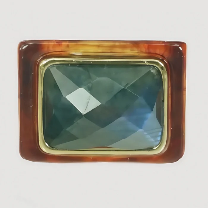 Block Ring - Firestone w/ Labradorite - Image 3