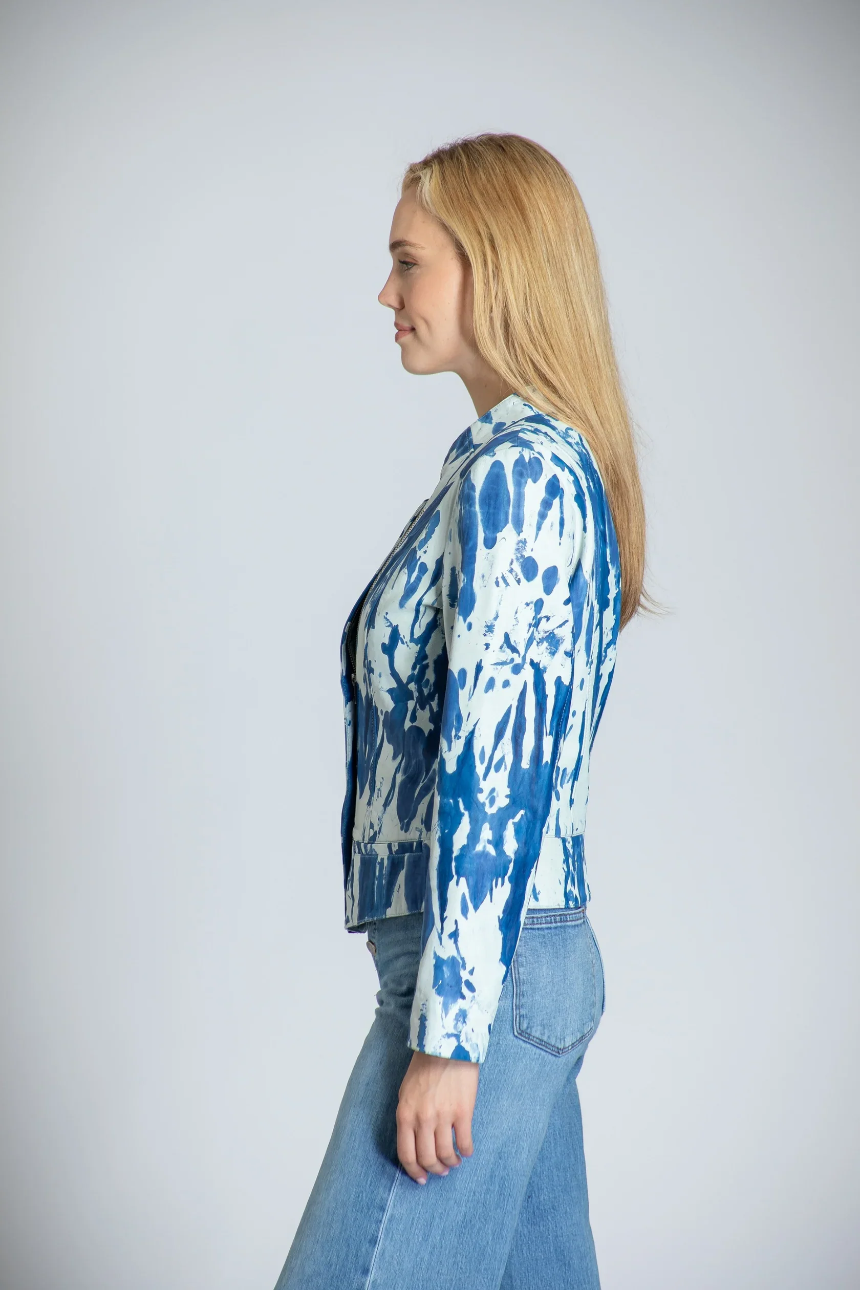 Collarless Lamb Leather Jacket - Chibbori - Image 3