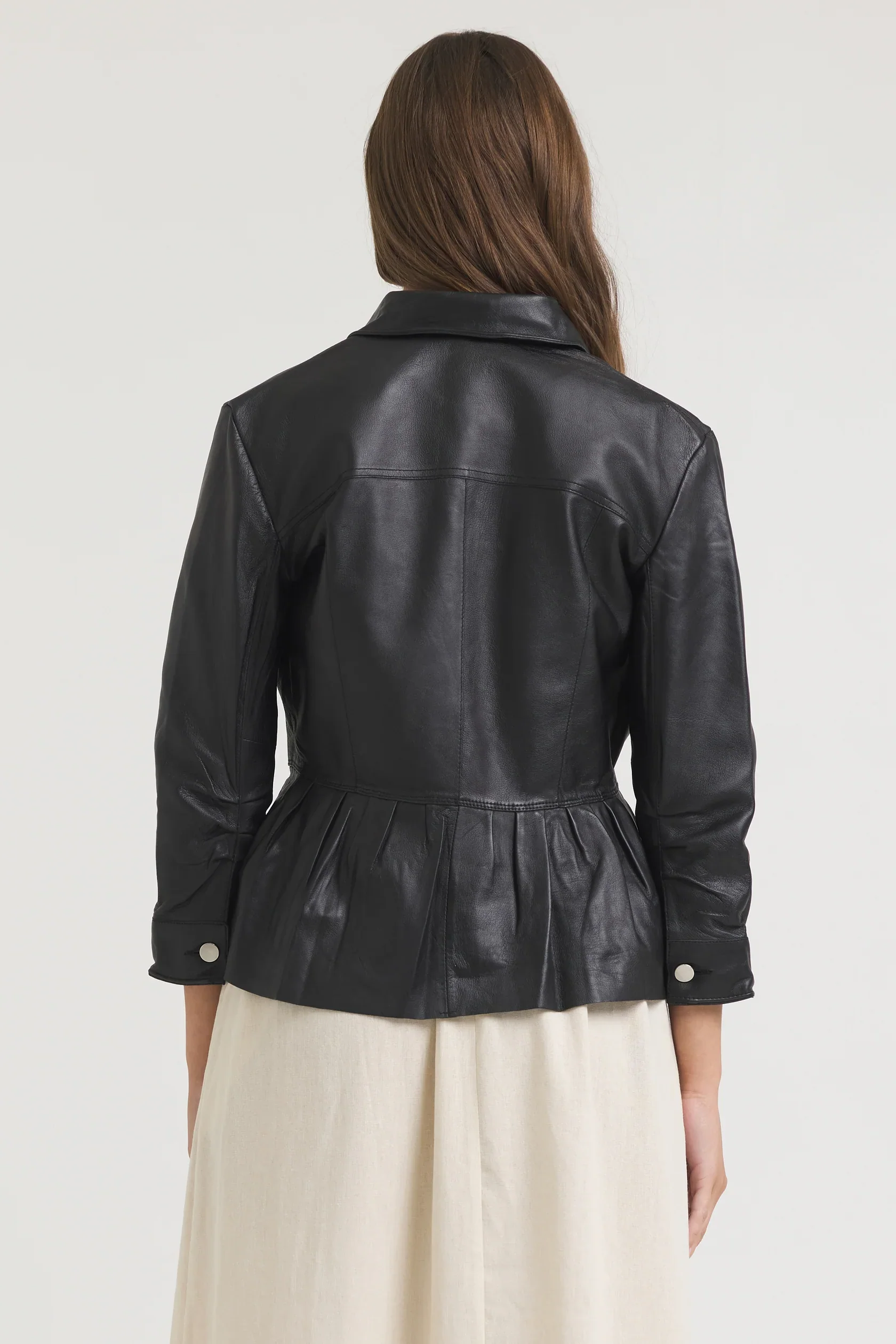 Brie Burnished Leather Jacket - Black - Image 3