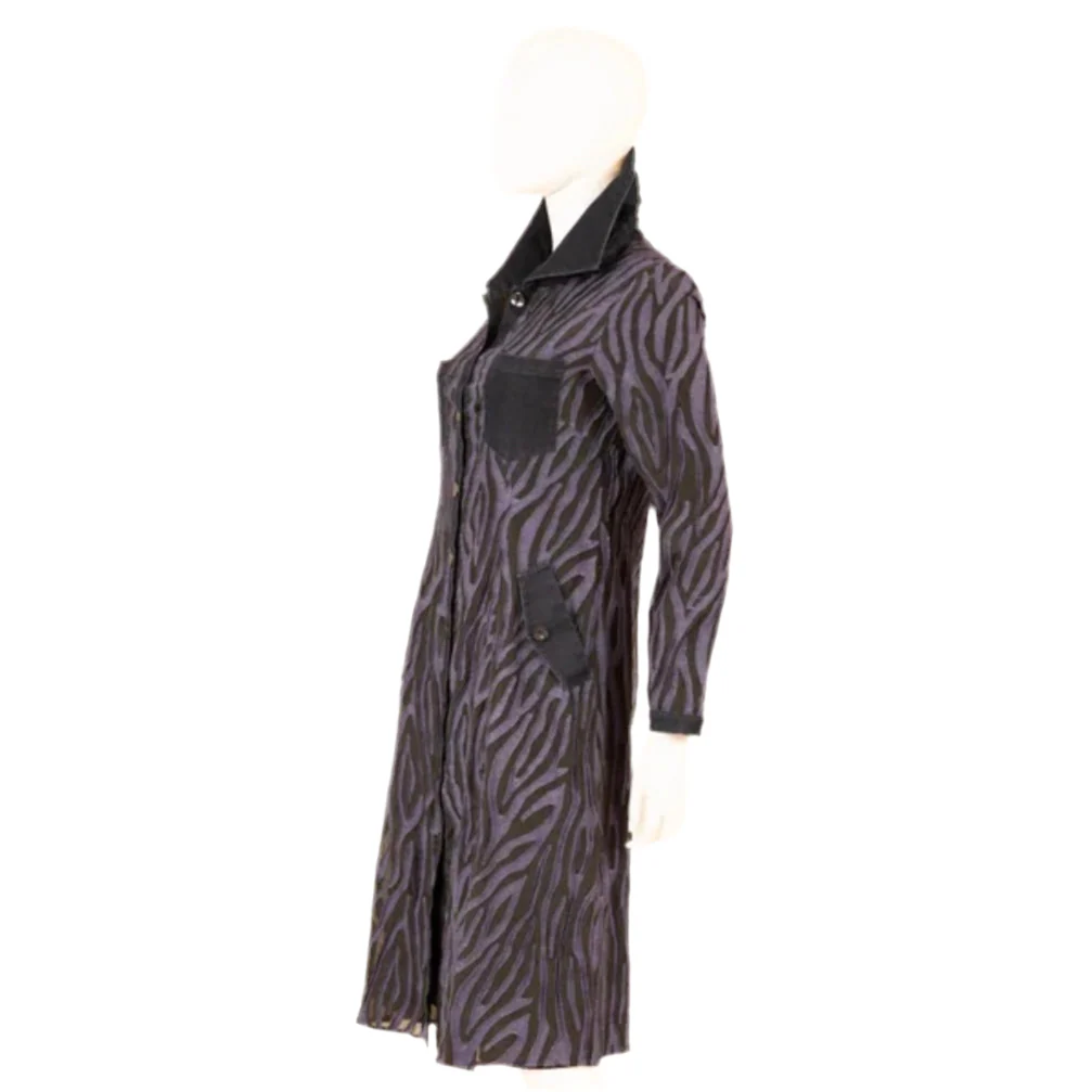 Burnout Print Denim A-Line Coat Dress - Image 2