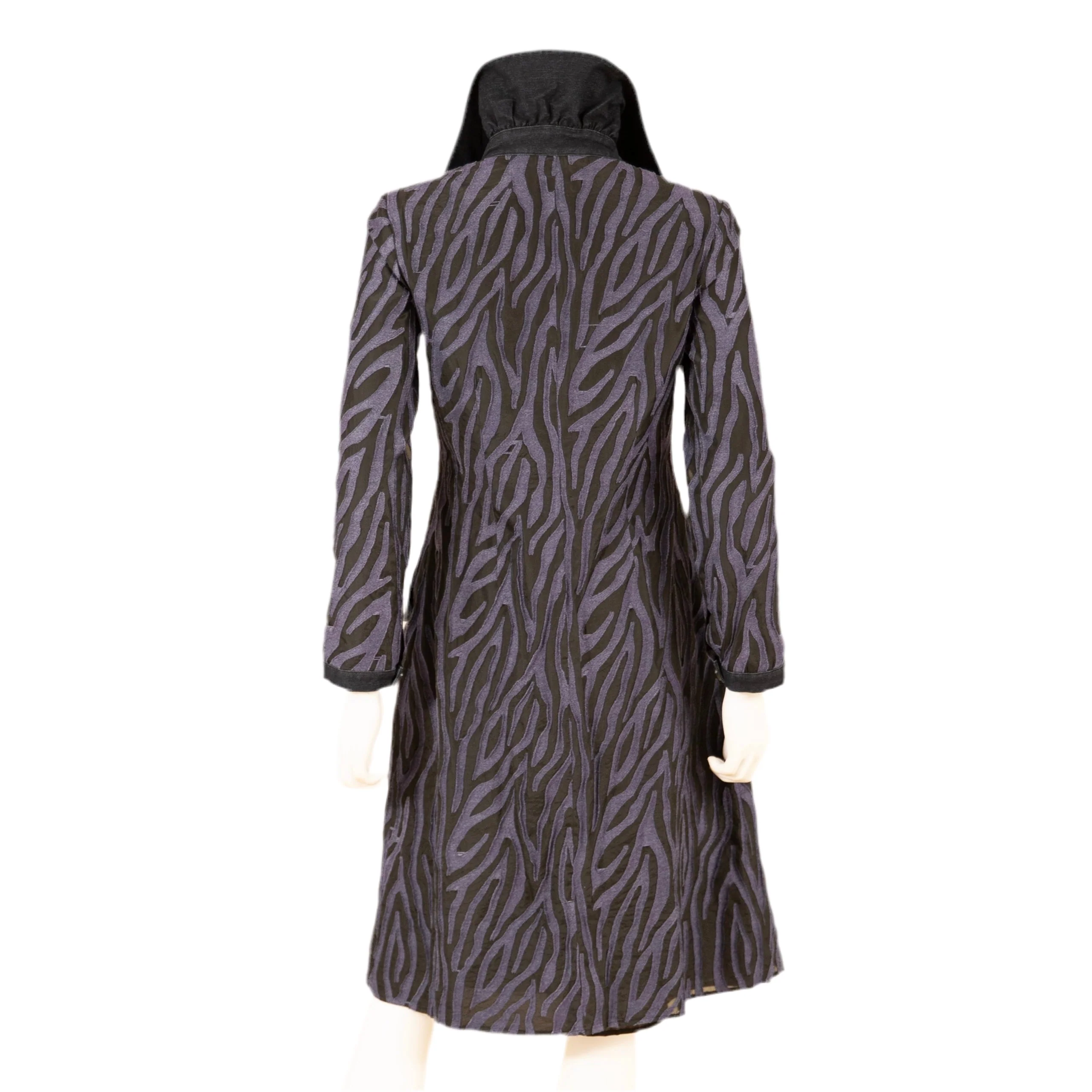 Burnout Print Denim A-Line Coat Dress - Image 3
