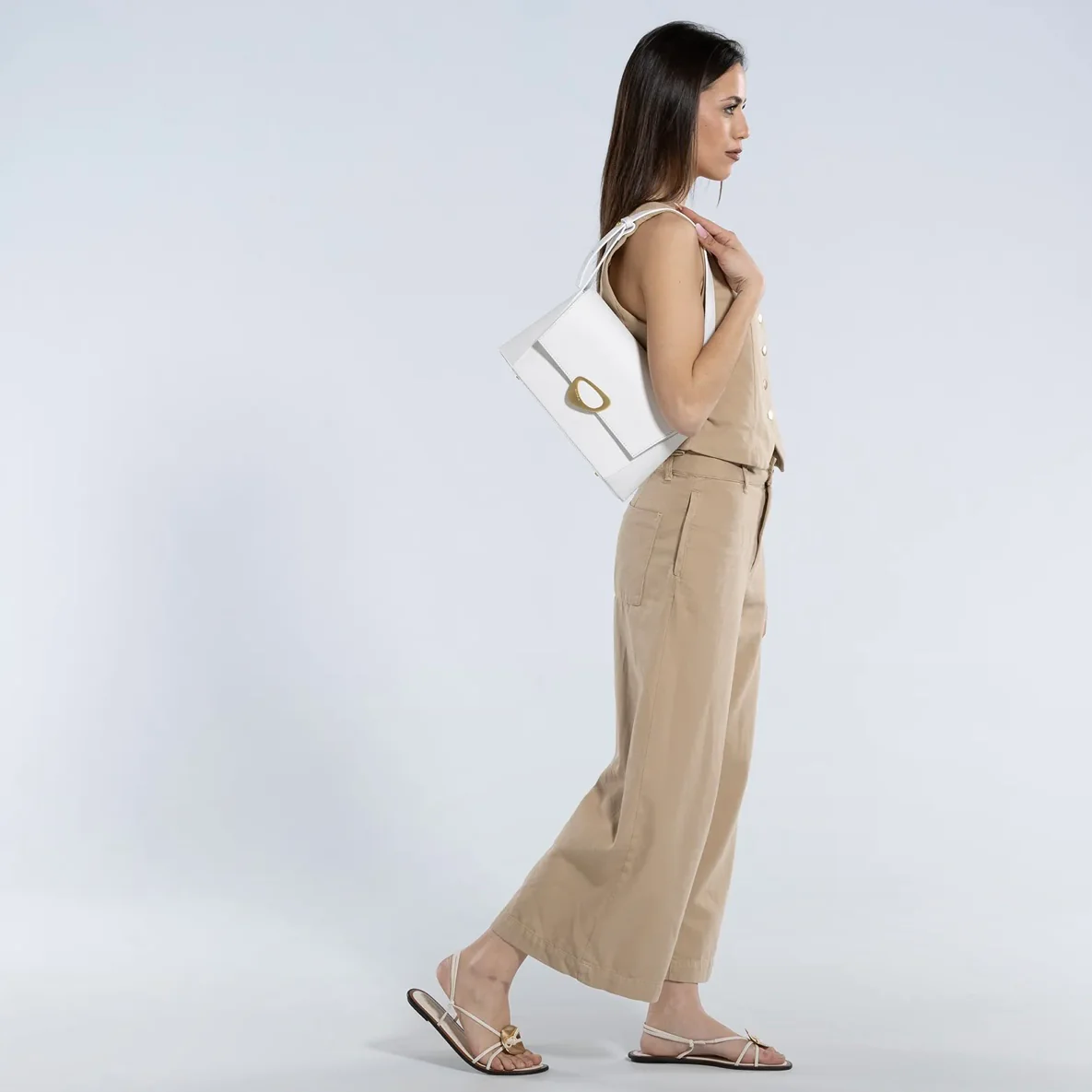 Calipso Medium Satchel - White - Image 4