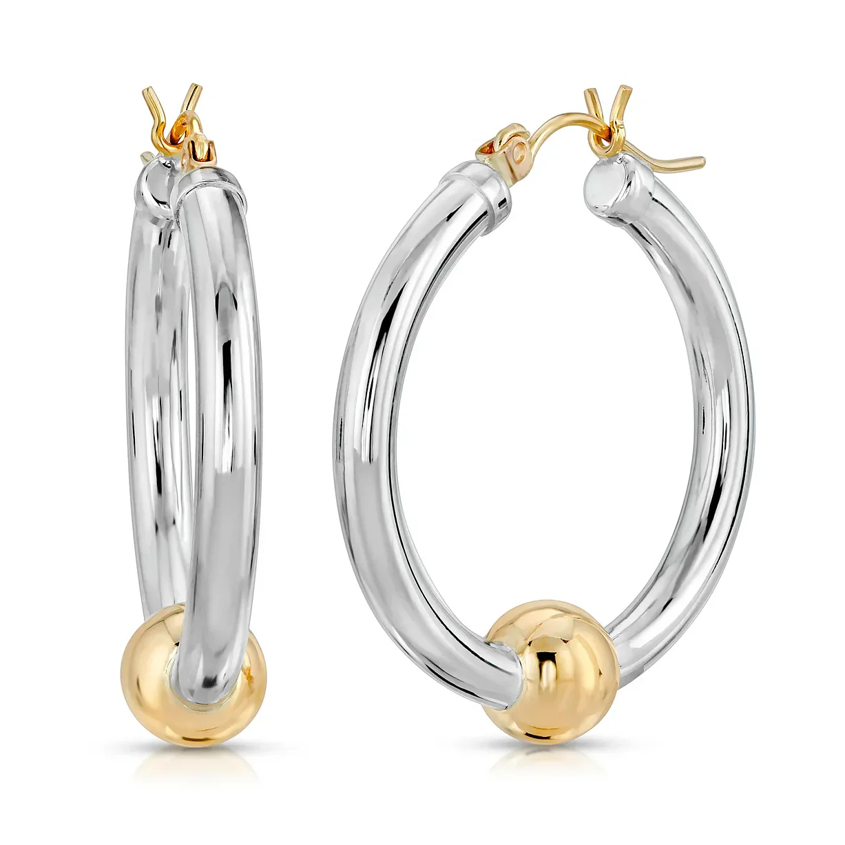 Cape Cod Hoops - Large 2-Tone Gold Posts - Image 2