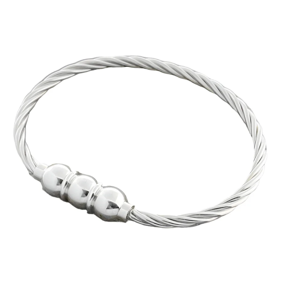 Cape Cod Triple Ball Twist Bracelet- Silver