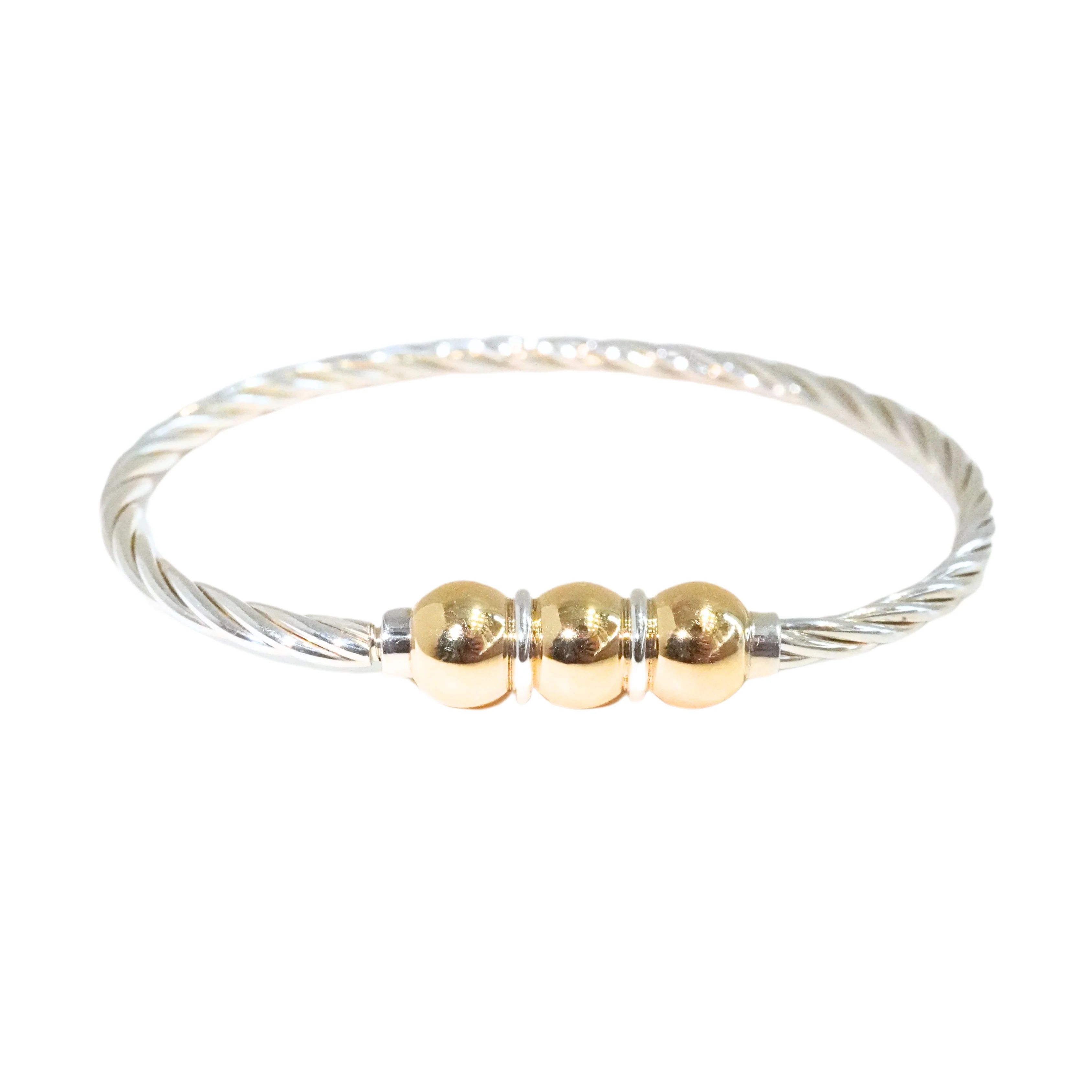 Cape Cod Triple Ball Twist Bracelet- 2-Tone