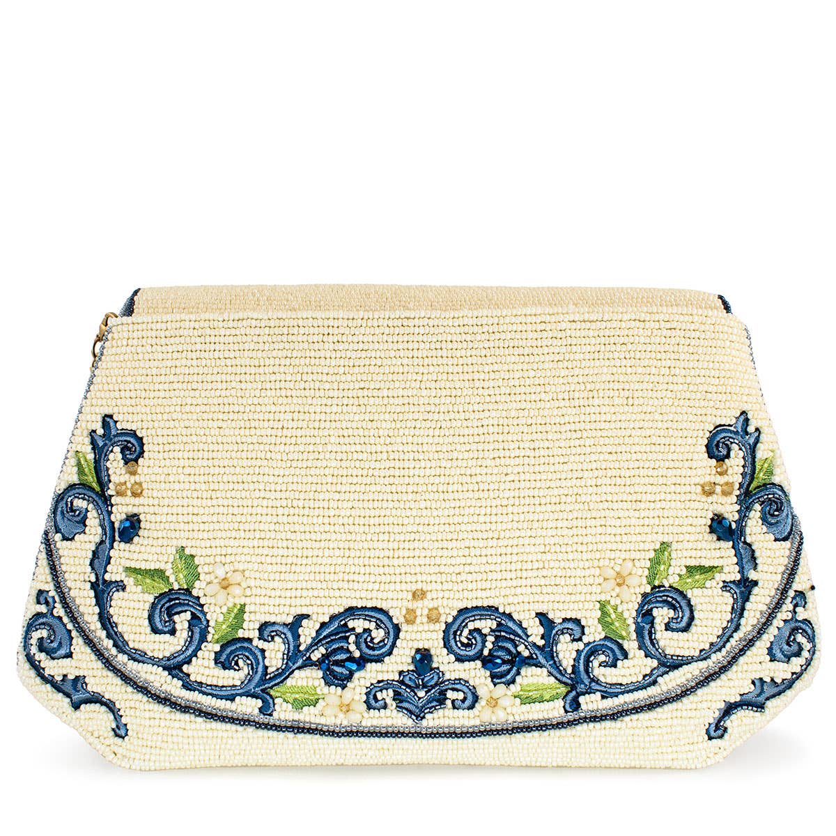 Capri Lemons  Yellow and Blue Beaded Crossbody Handbag - Image 4