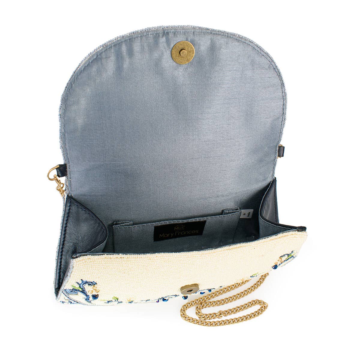 Capri Lemons  Yellow and Blue Beaded Crossbody Handbag - Image 5