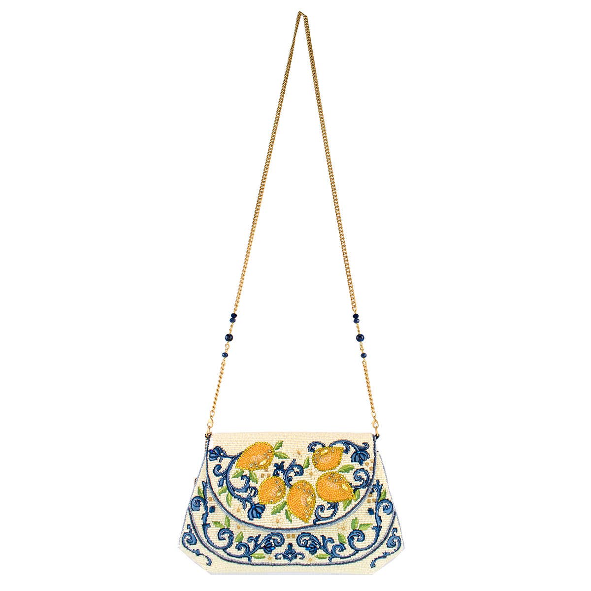 Capri Lemons  Yellow and Blue Beaded Crossbody Handbag - Image 6
