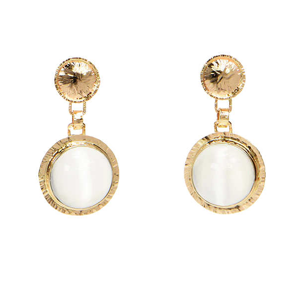 Catseye Moonstone Cabochon Earrings - Image 2