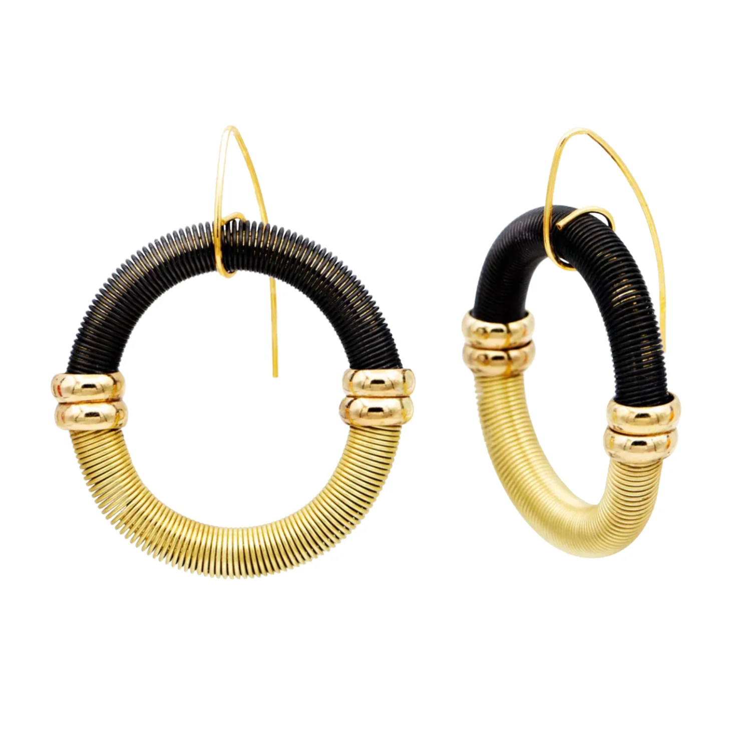 Circle Wire Earrings - Black/Gold