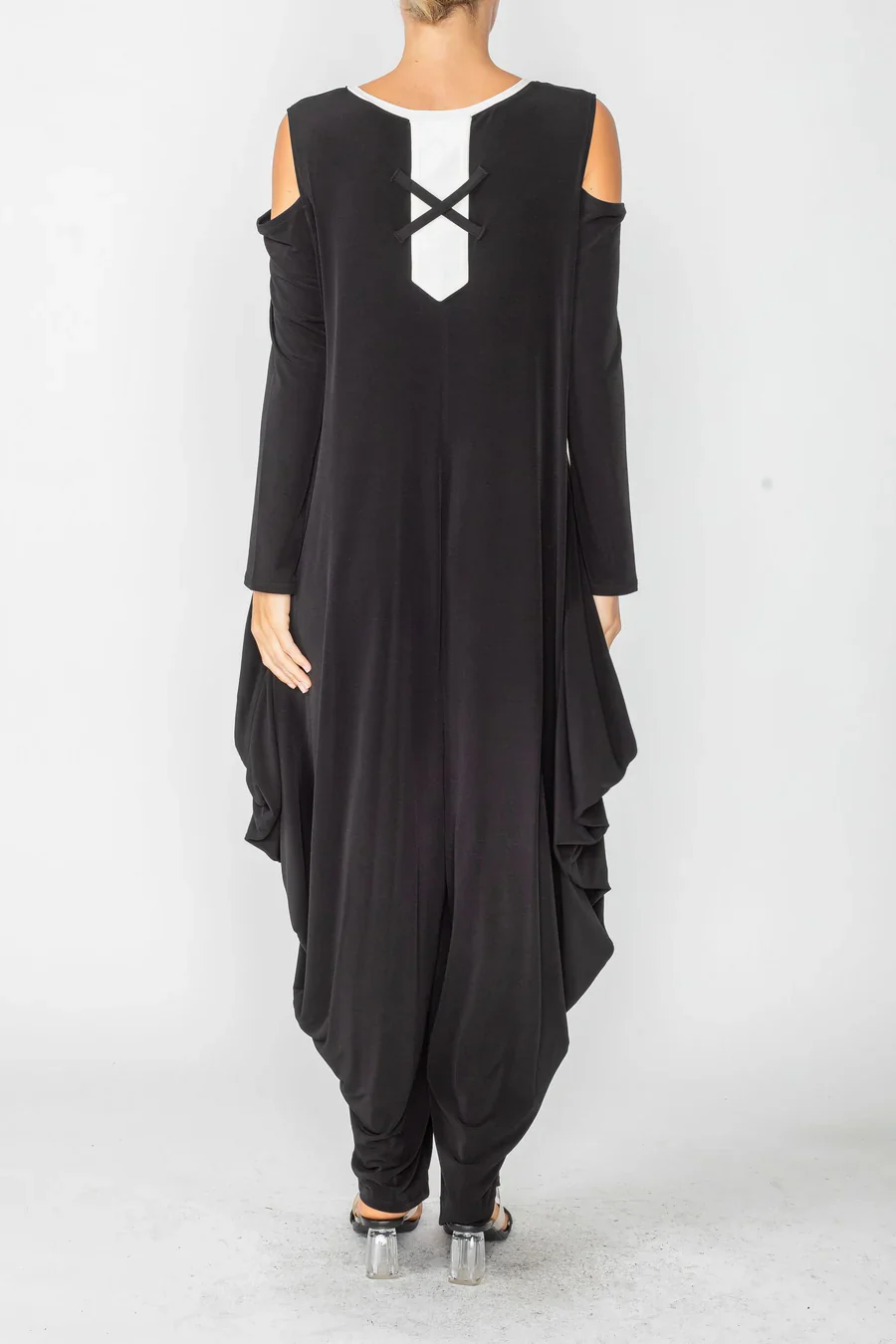 Cold Shoulder Sleeve Jumpsuit - Black - Image 3