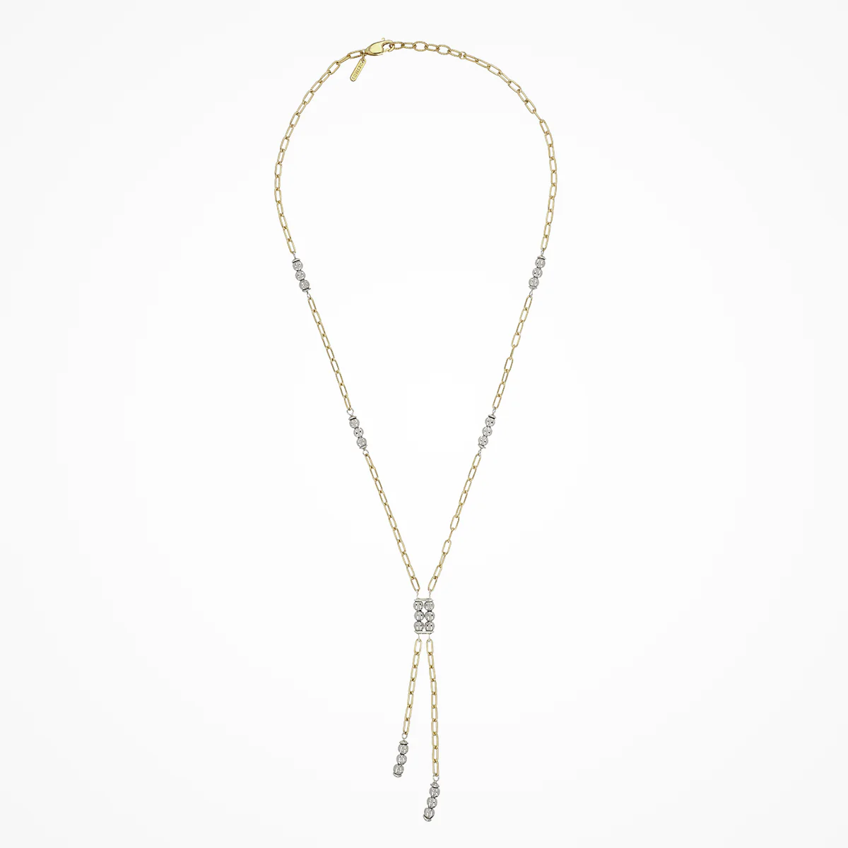 Crystal Nova Lariat Necklace - Gold/White