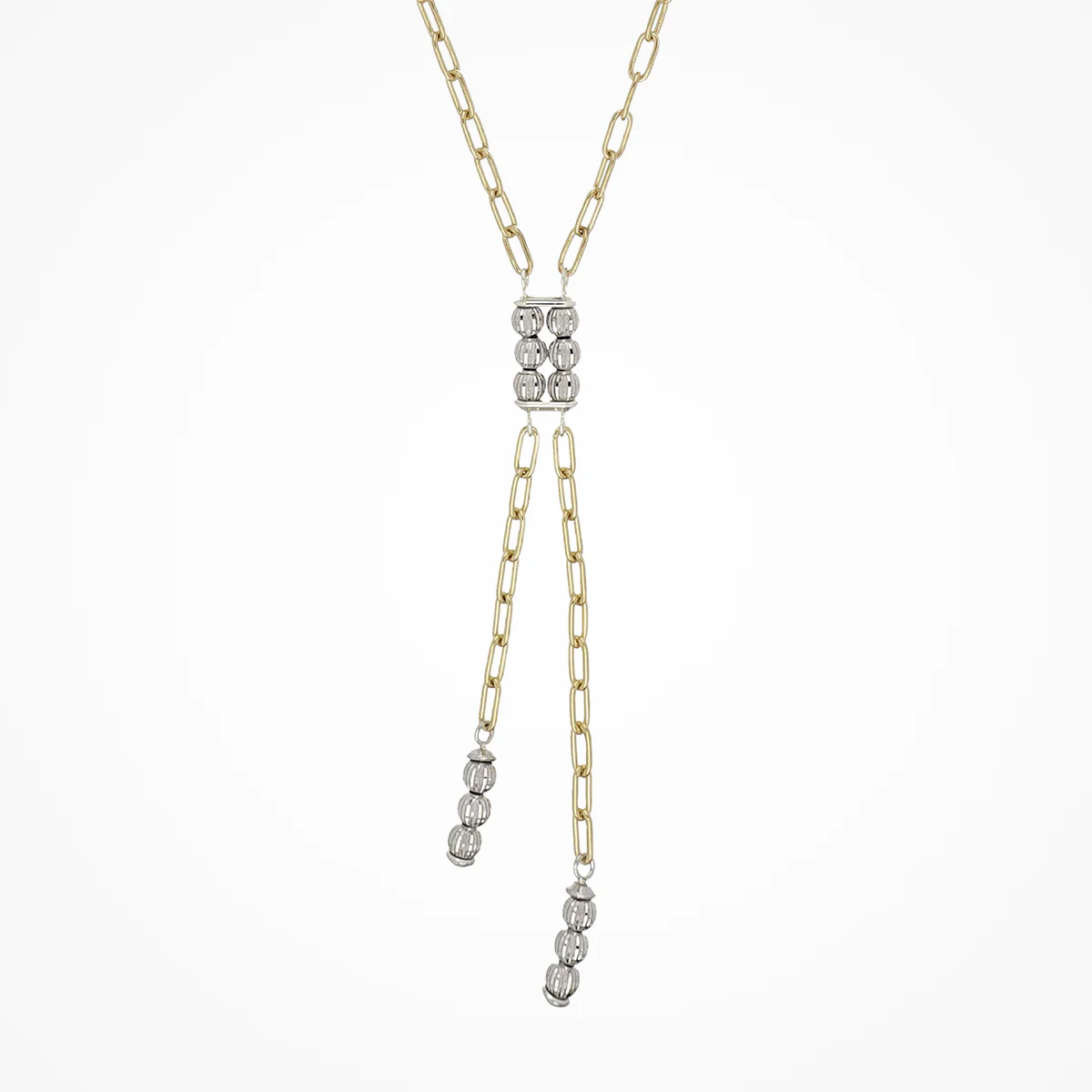 Crystal Nova Lariat Necklace - Gold/White - Image 3