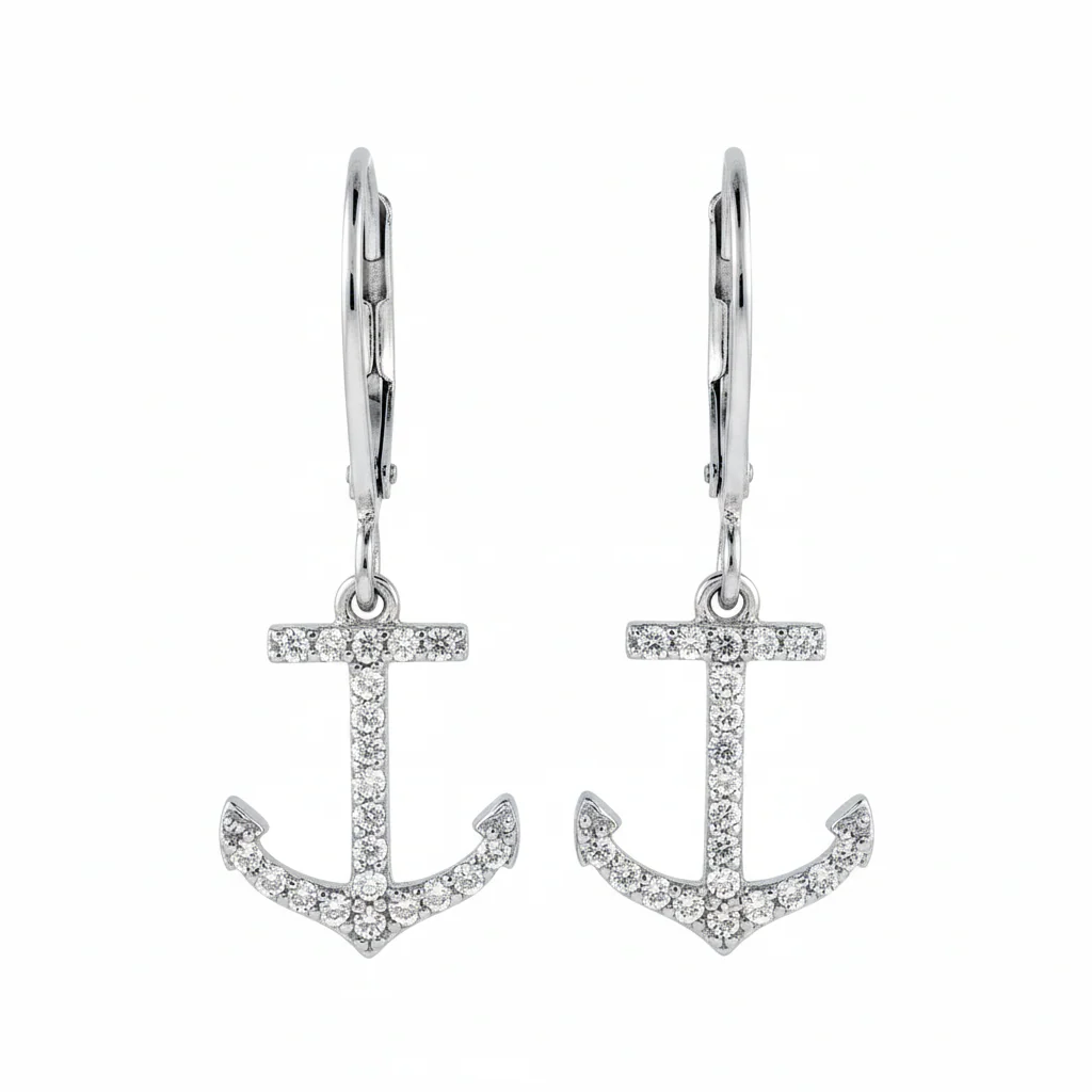 Diamond Anchor Earrings