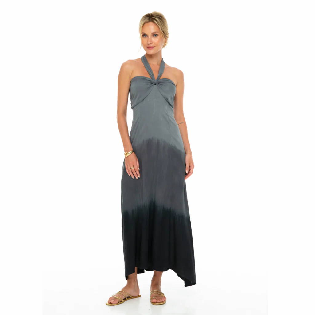 Dip Dye Cassia Halter Dress - Black
