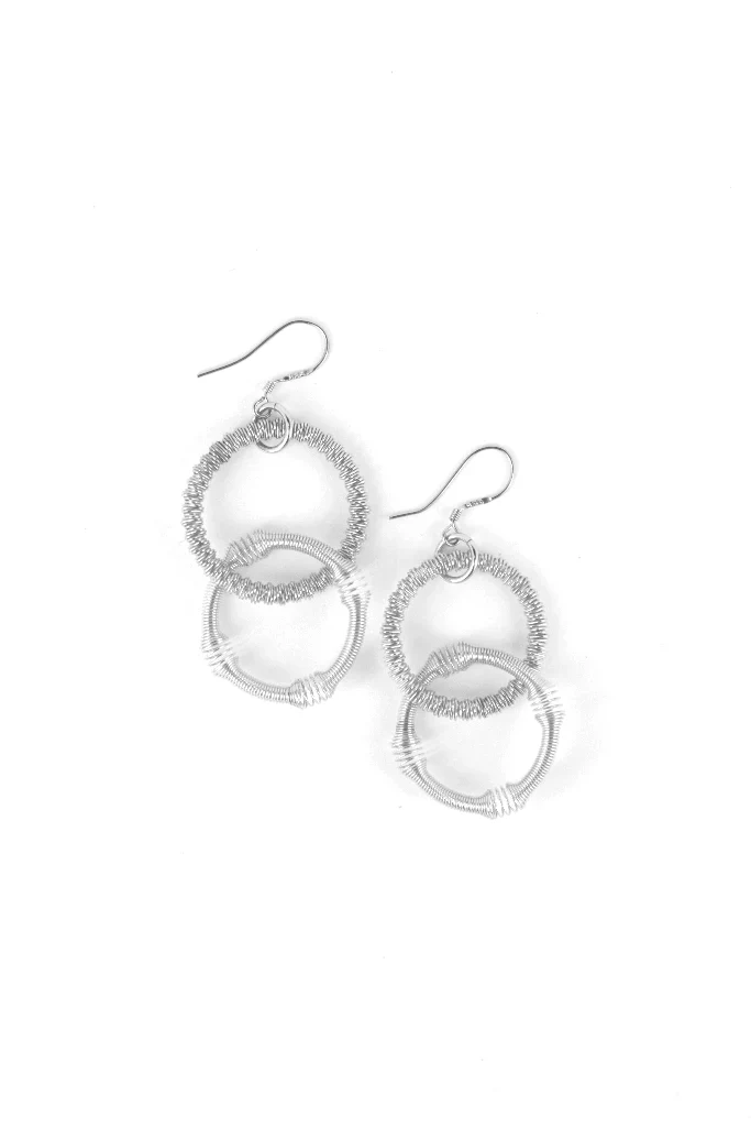 Double Loop Earrings - Silver
