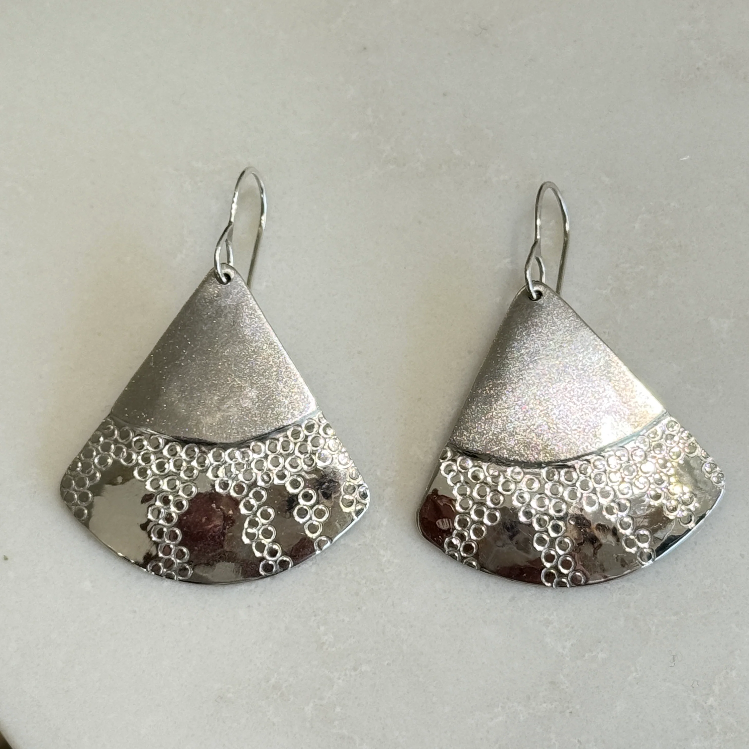 Double Plated Fans Hanging Earrings - Image 2