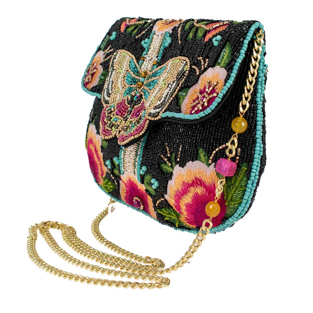 Dream Chaser Black Beaded Butterfly Crossbody Clutch Handbag - Image 5