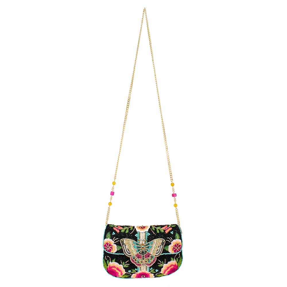 Dream Chaser Black Beaded Butterfly Crossbody Clutch Handbag - Image 7