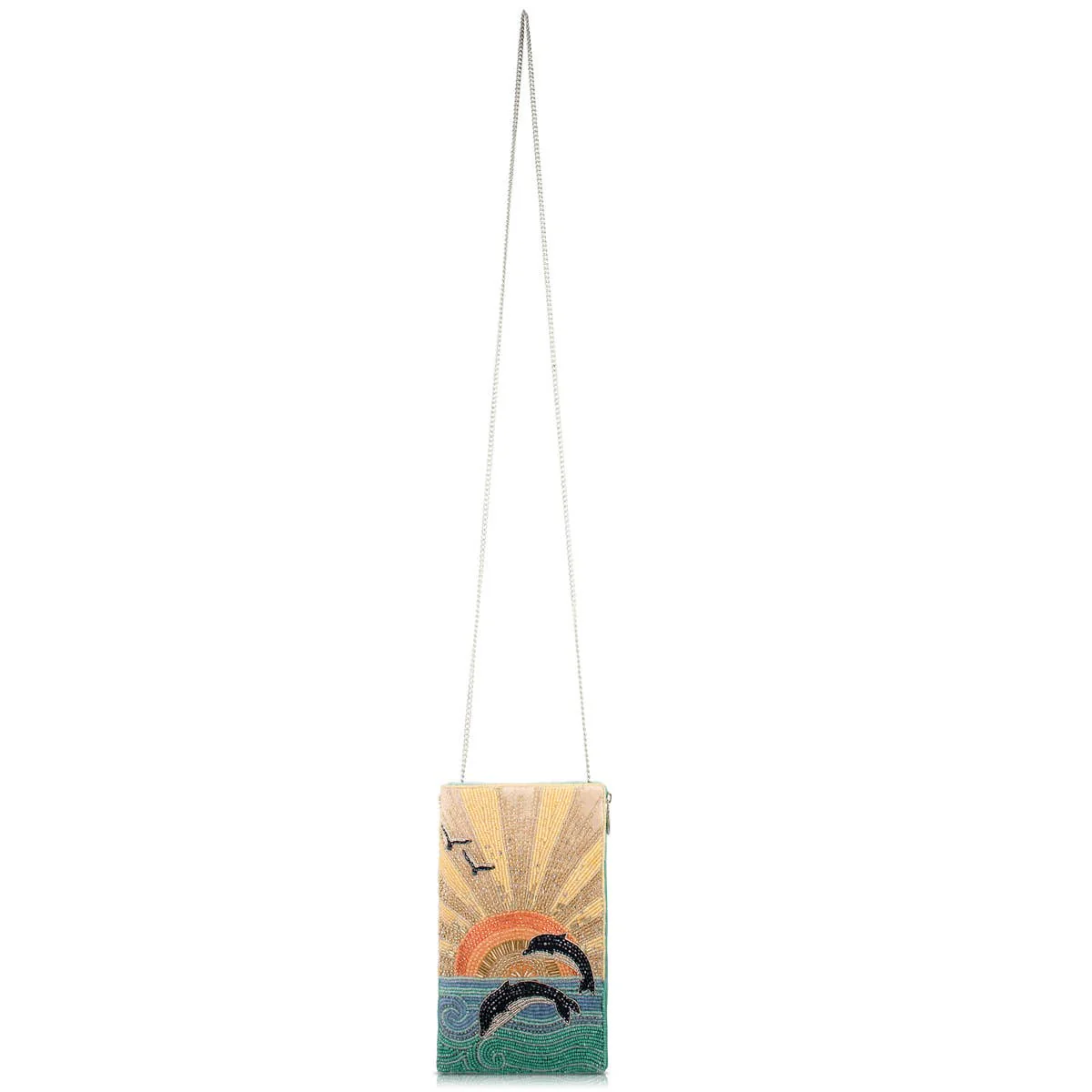 Flip For Joy Sunset and Dolphins Beaded Crossbody Phone Bag - Image 6