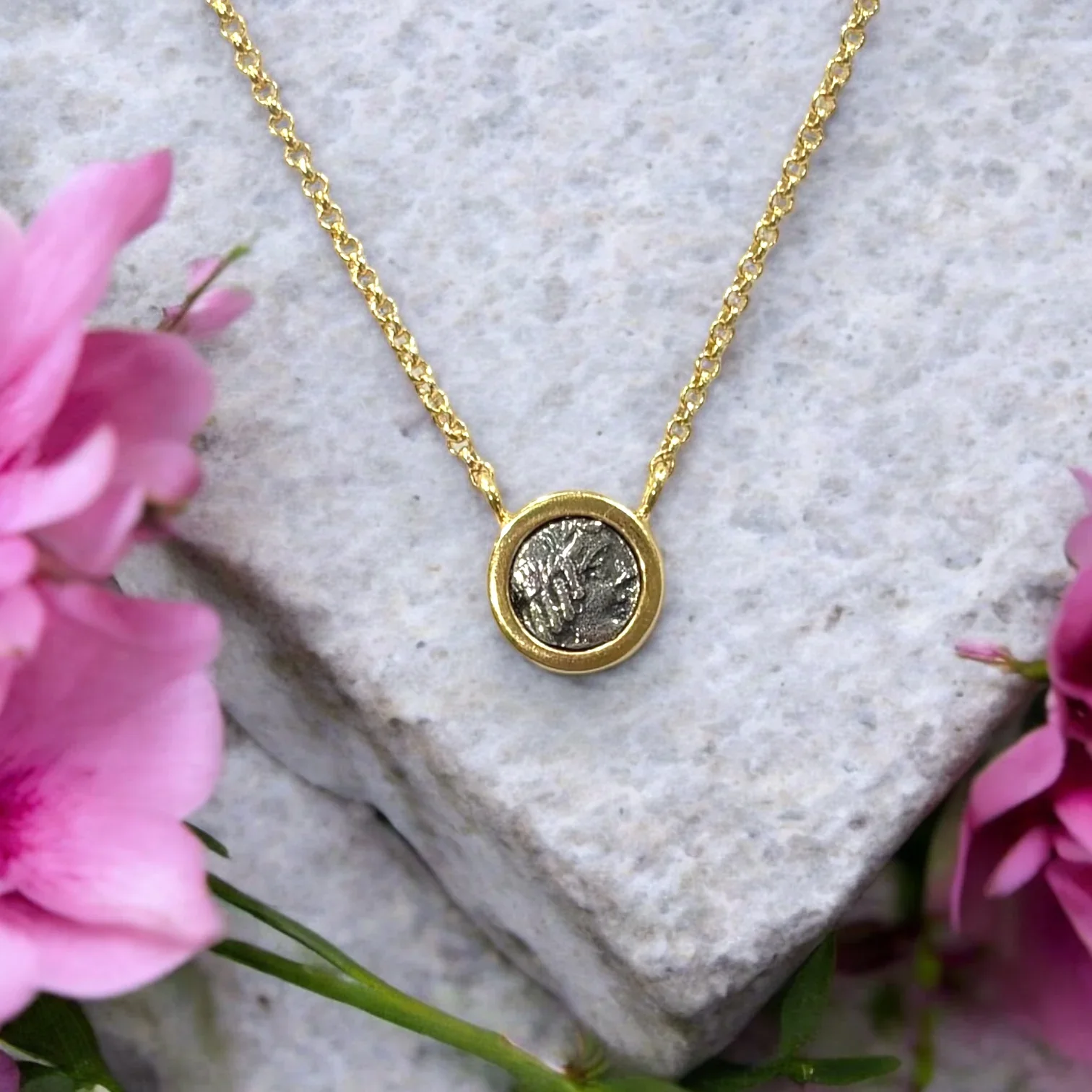 Gold Flora Coin Necklace - Image 3