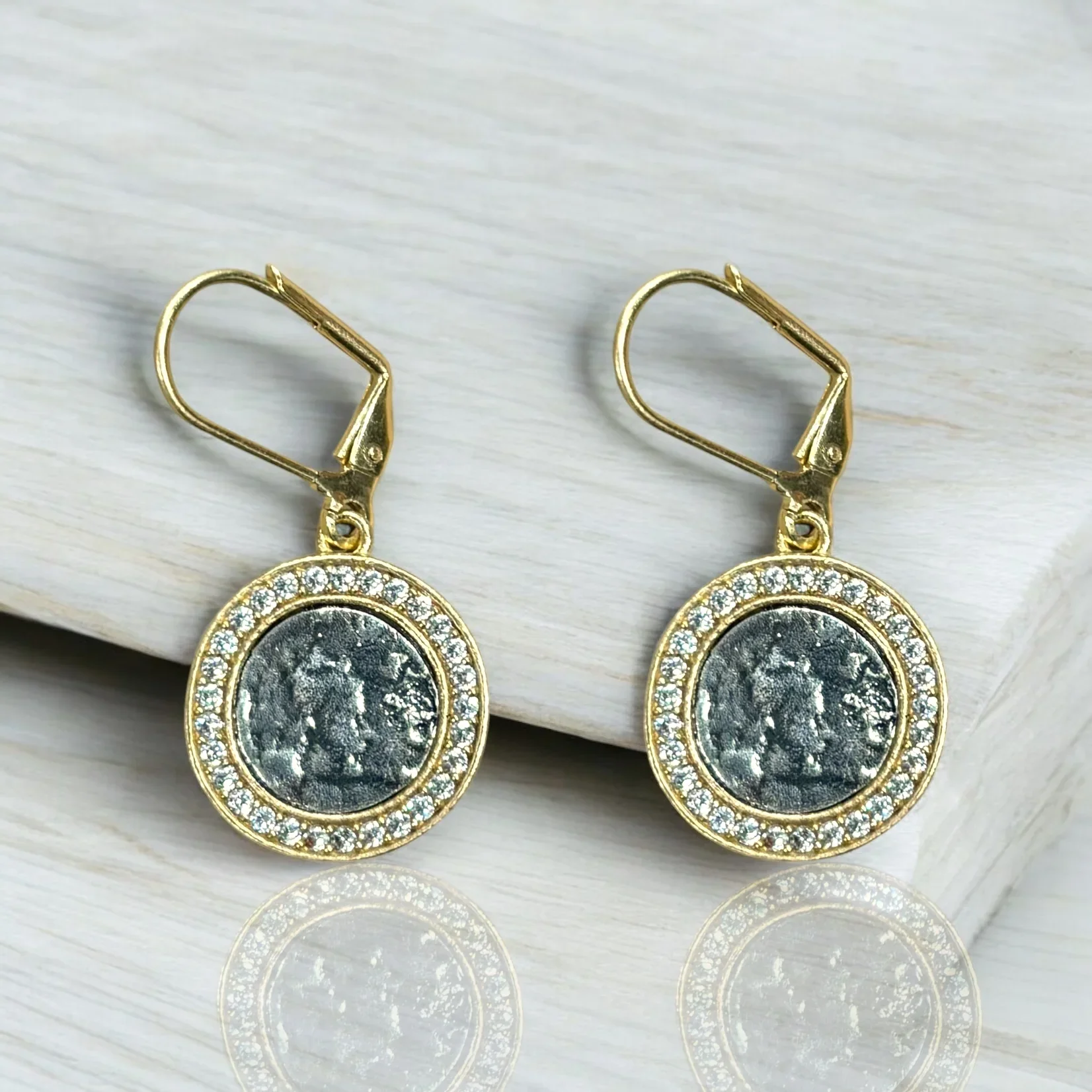 Gold Hestia Coin Earrings - Image 2