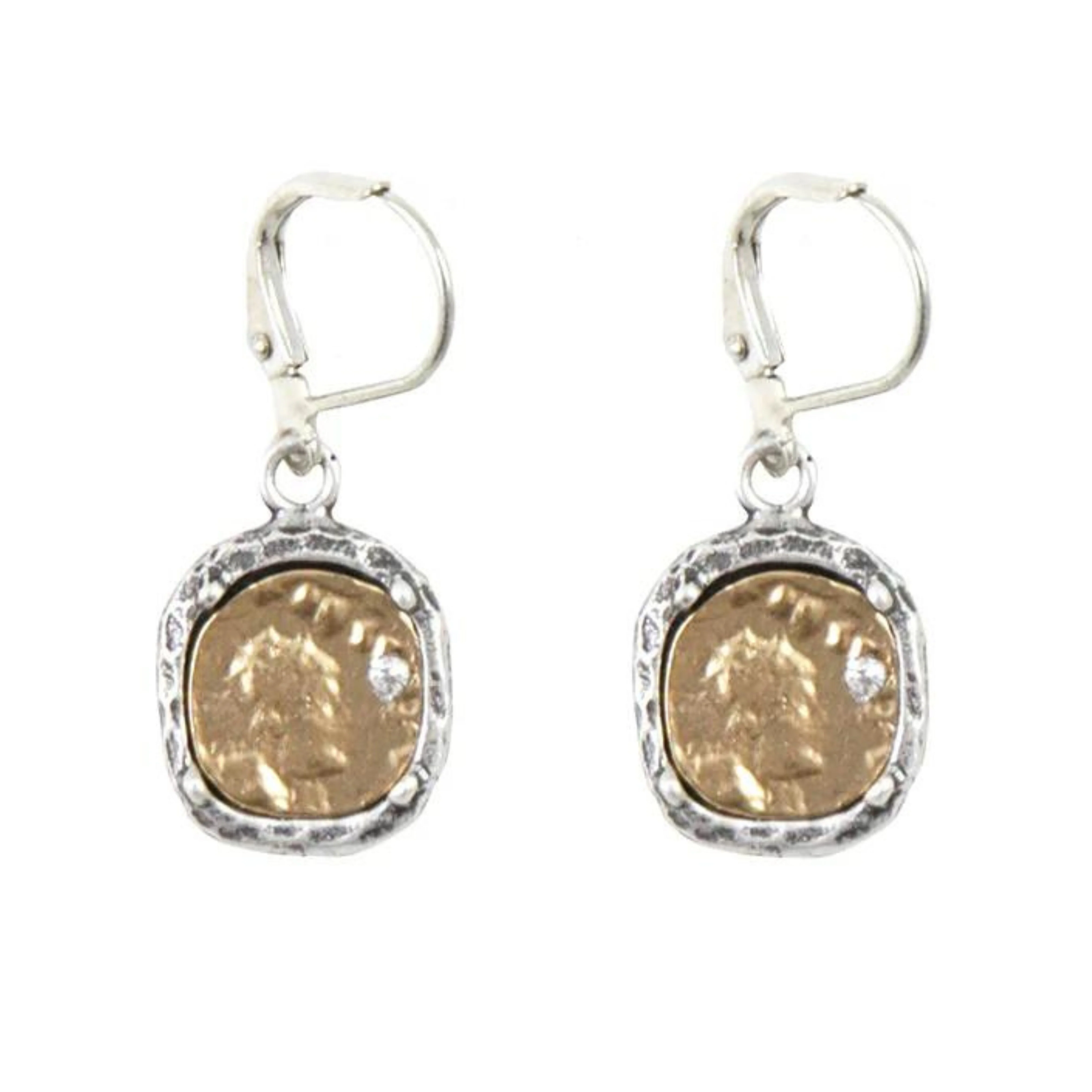 Vintage Silver Pavia Coin & Frame Dangle Earrings
