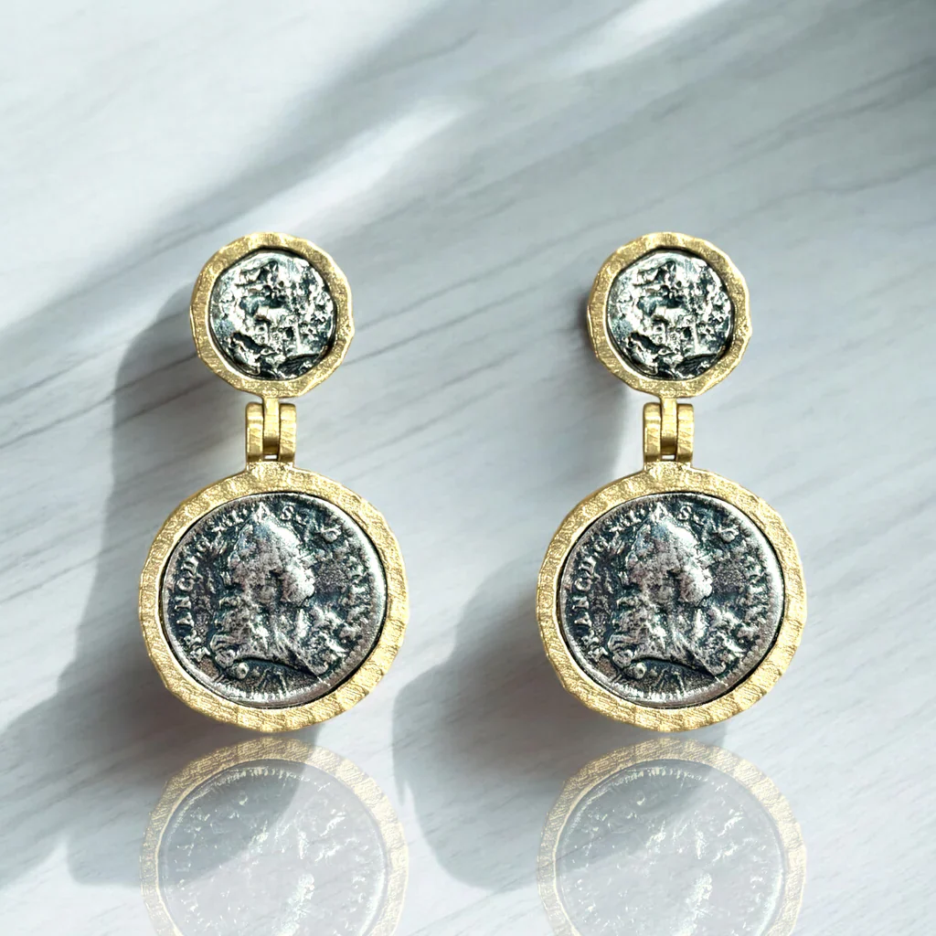 Gold Vigo Coin Earrings - Image 3