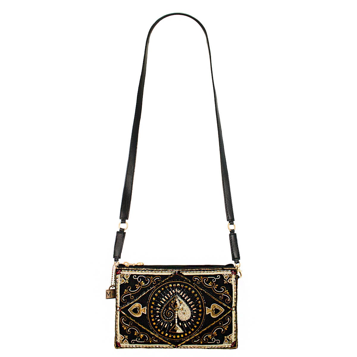 High Stakes Black and Gold Spade Beaded Crossbody - Image 6