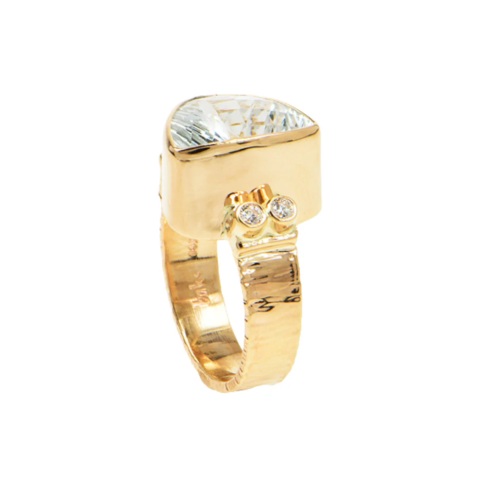 Ice Aquamarine and Diamond Faceted Ring - Image 3
