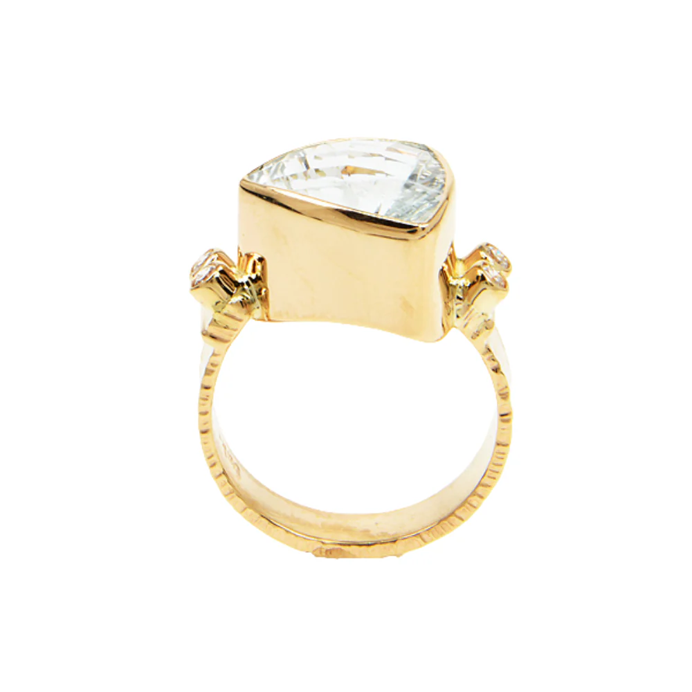 Ice Aquamarine and Diamond Faceted Ring - Image 4