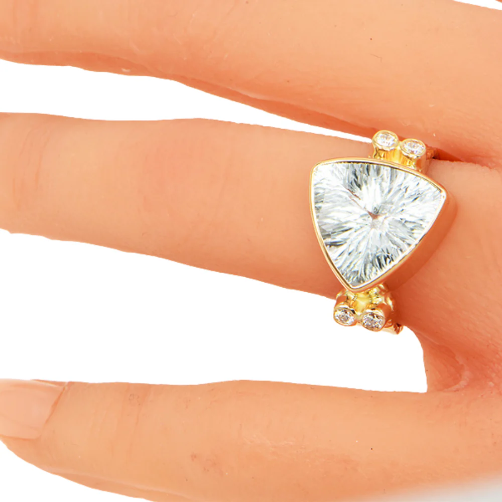 Ice Aquamarine and Diamond Faceted Ring - Image 5
