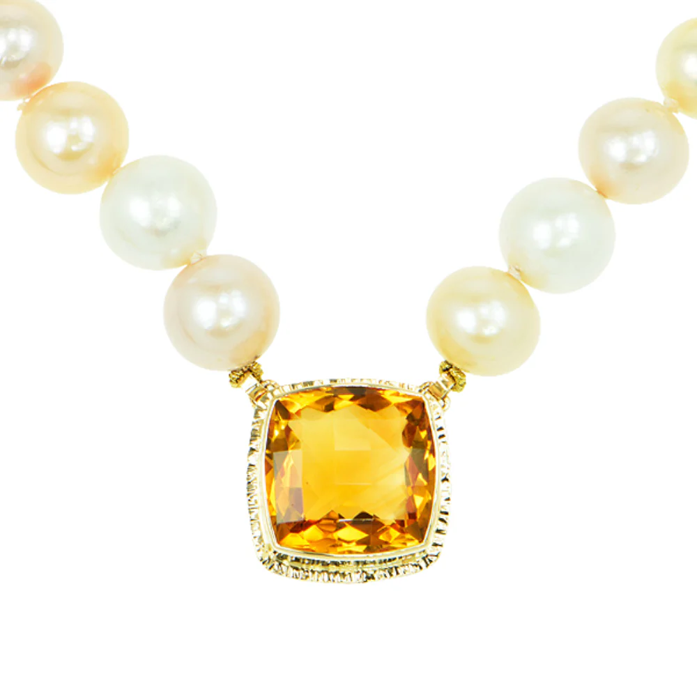 Irai Citrine Faceted and Multi-color Freshwater Pearl Necklace
