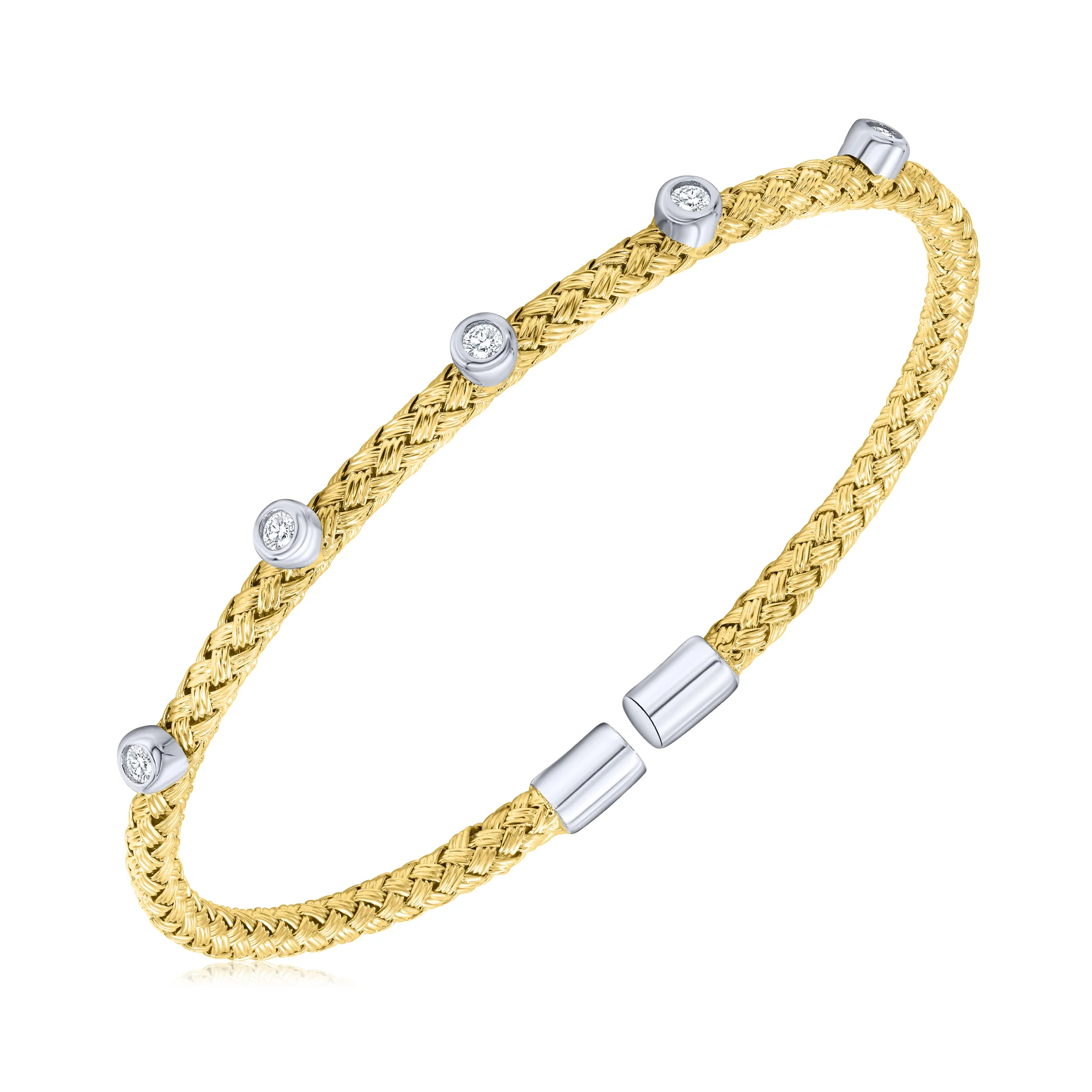 Italian Weave Bezel Cuff - Gold