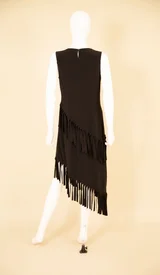 Jersey Dress with Asymmetrical Fringe - Image 3