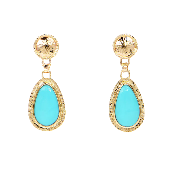 Kingman Turquoise Cabochon Earrings
