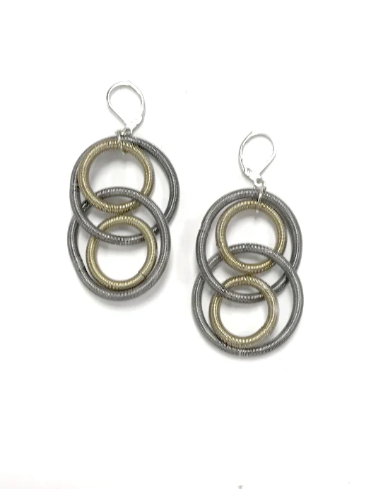 Large Loop Wire Earrings - Slate/Bronze