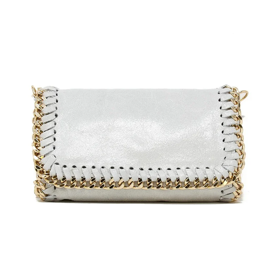 Leather Gold Chain Bag - White