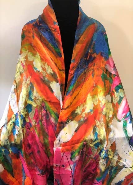 Lilies and Echinacea Silk Scarf - Image 2