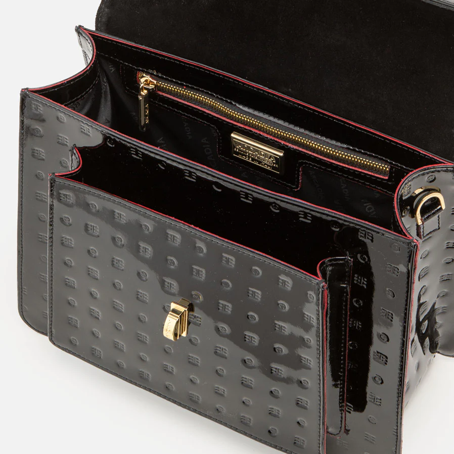 Marilena Medium Satchel - Black Logo Patent - Image 3