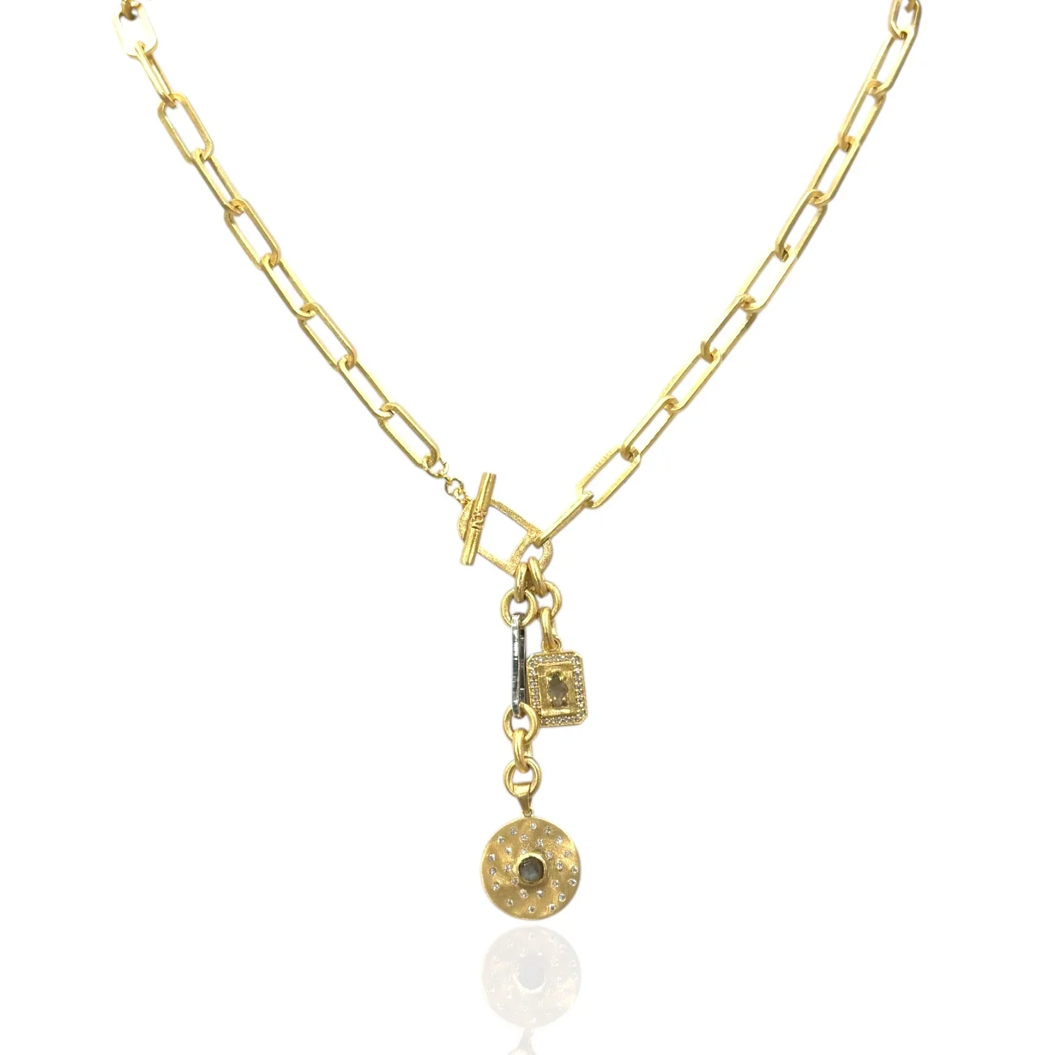 Mini Brushed Gold Rico Bar Rondo Toggle Necklace