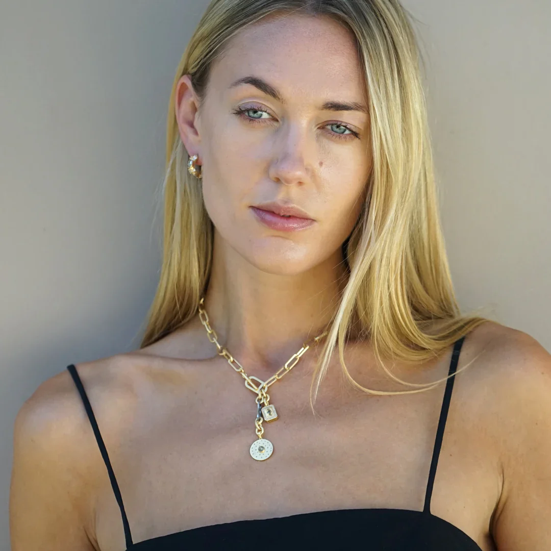 Mini Brushed Gold Rico Bar Rondo Toggle Necklace - Image 3