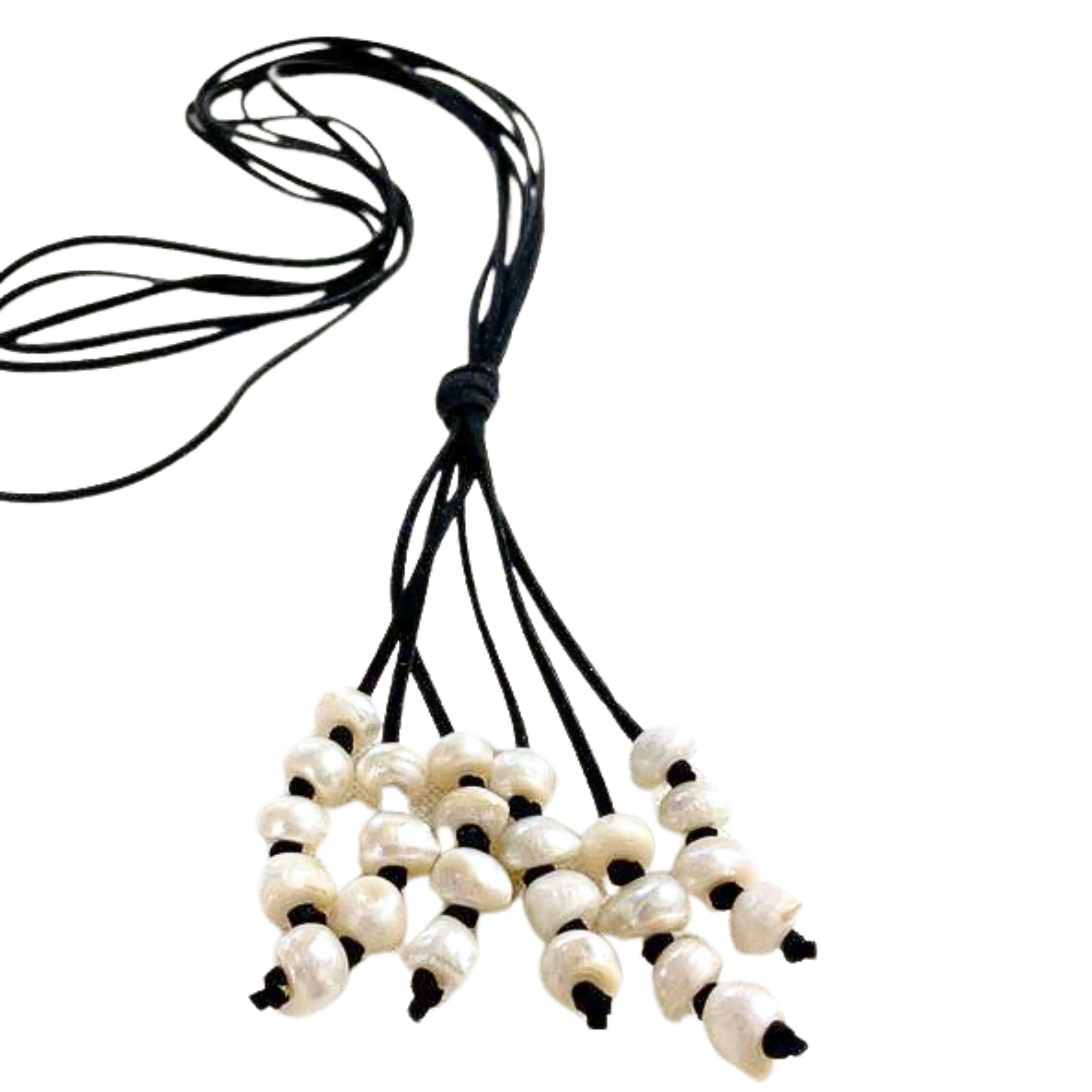 Navy Tassel with Potato Pearls