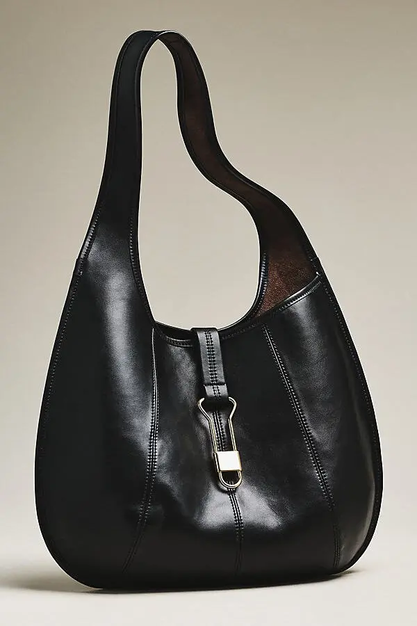 Nova Leather Buckle Tote in Black - Image 2